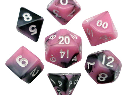 FanRoll Mini Pack de Dados Pink/Black with White Numbers (7)