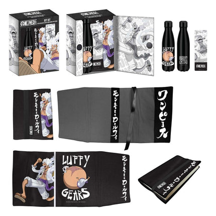 One Piece Botella de acero, Pegatina, Cubierta de libro Set de Regalo Luffy Gears