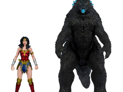 DC Justice League Monsterverse DC Multiverse Pack de 2 Figuras Wonder Woman Vs. Atomic Blast Godzilla 18 cm