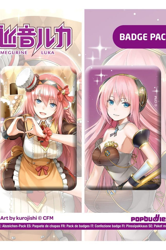 Vocaloid Pack de 2 Chapas Megurine Luka (Art by kurojish)