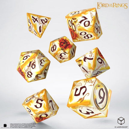 El Señor de los Anillos Full Art Set de 7 Dados Portadores del Anillo (Whitefire Radiance)