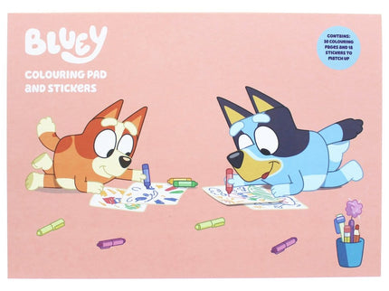 Bluey Libro de colorear A4 & Set de Pegatinas