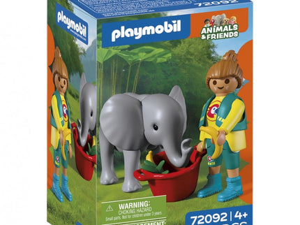 ZOO: ELEFANTE BEBÉ Y CUIDADORA 72092 PLAYMOBIL