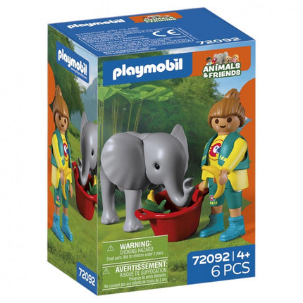 ZOO: ELEFANTE BEBÉ Y CUIDADORA 72092 PLAYMOBIL